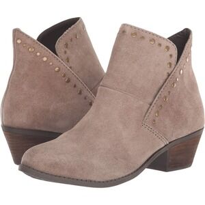 Me Too Suede Slip On Studded Ankle Bootie Womens 9W Tan Boho Western Hippie NWOT